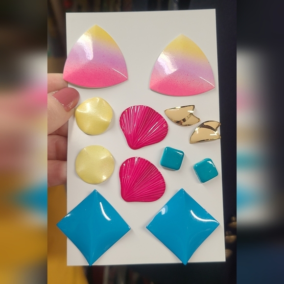 Colorful Geometric Earring Set - Picture 4 of 14